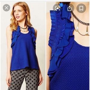 Anthropologie Deletta black ruffled top